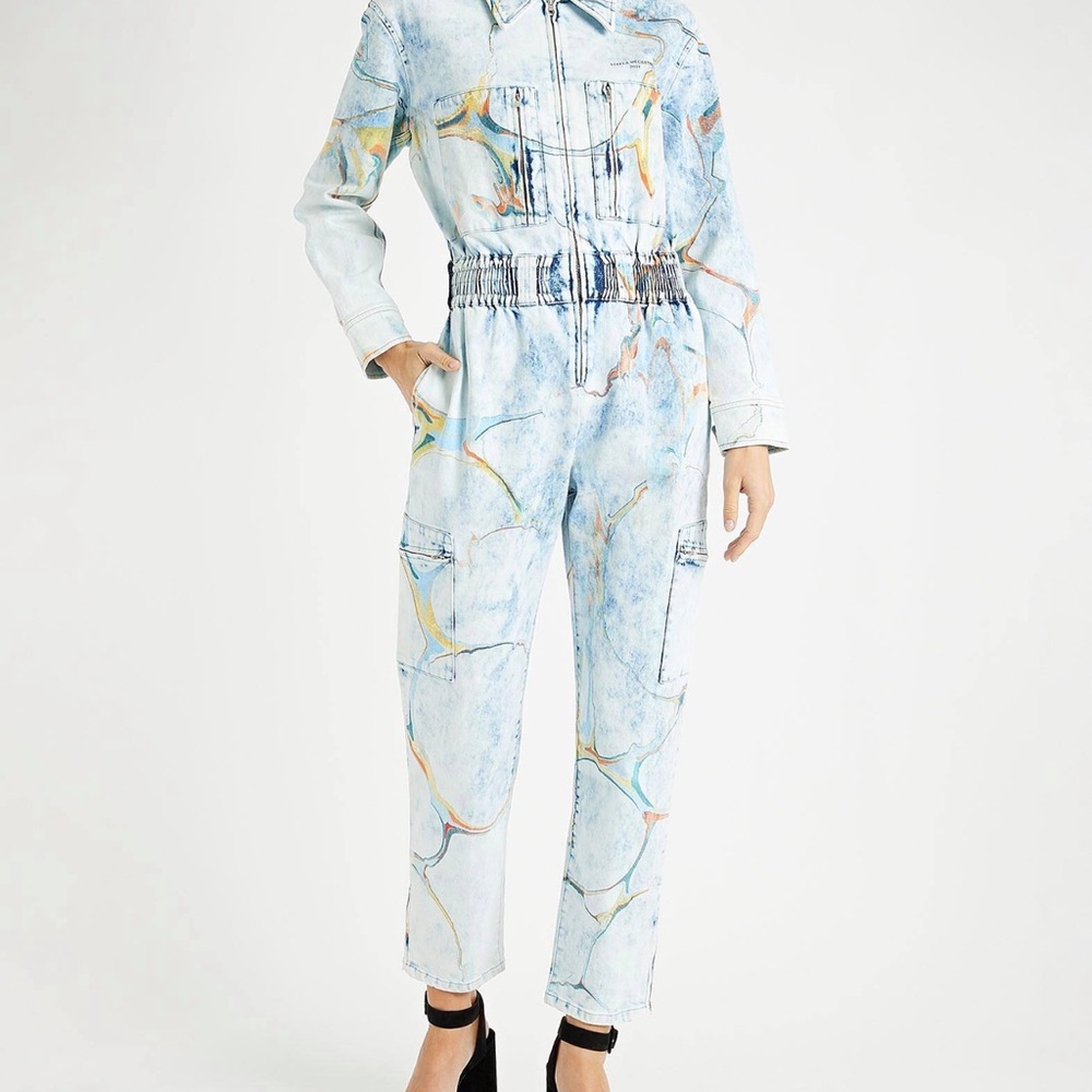 Stella McCartney Blue Marbled Jumpsuit with Elastic Waist